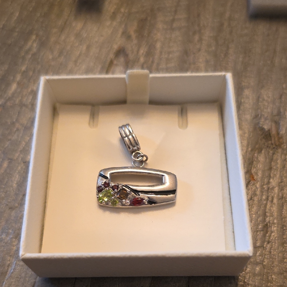 Sterling Silver Multi-Gemstone Pendant - Green and Red Accents